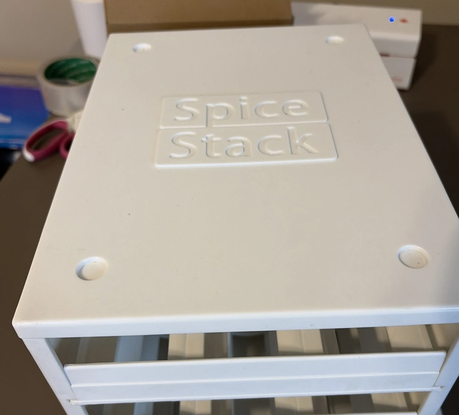 YouCopia Spice Stack Rack Organizer 18 Full Size Bottle Jar 3 Drawers White