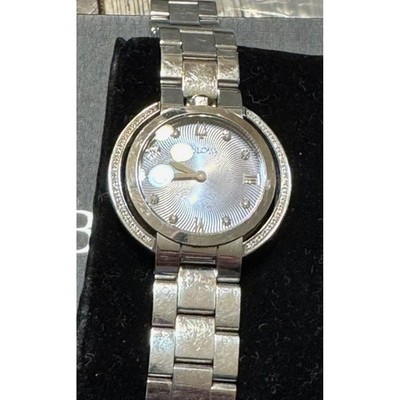 Bulova Rubaiyat Diamond Stainless Steel Watch 96P184 Silver Tone 35mm Quartz