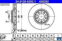 2X Bremsscheibe ATE 24.0128-0292.1 2 Bremsscheiben Vorderachse Vorne