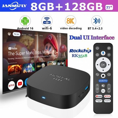 Smart TV Box with Dual-User Interface, 8K Ultra HD, 8GB RAM 128GB Storage, Wi-Fi