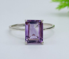 Natural Purple Amethyst Ring February Birthstone 925 Sterling Silver Ring