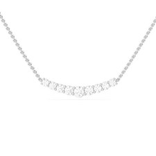 14K White Gold Graduated Lab Grown Diamond Bar Pendant 1.00 CT
