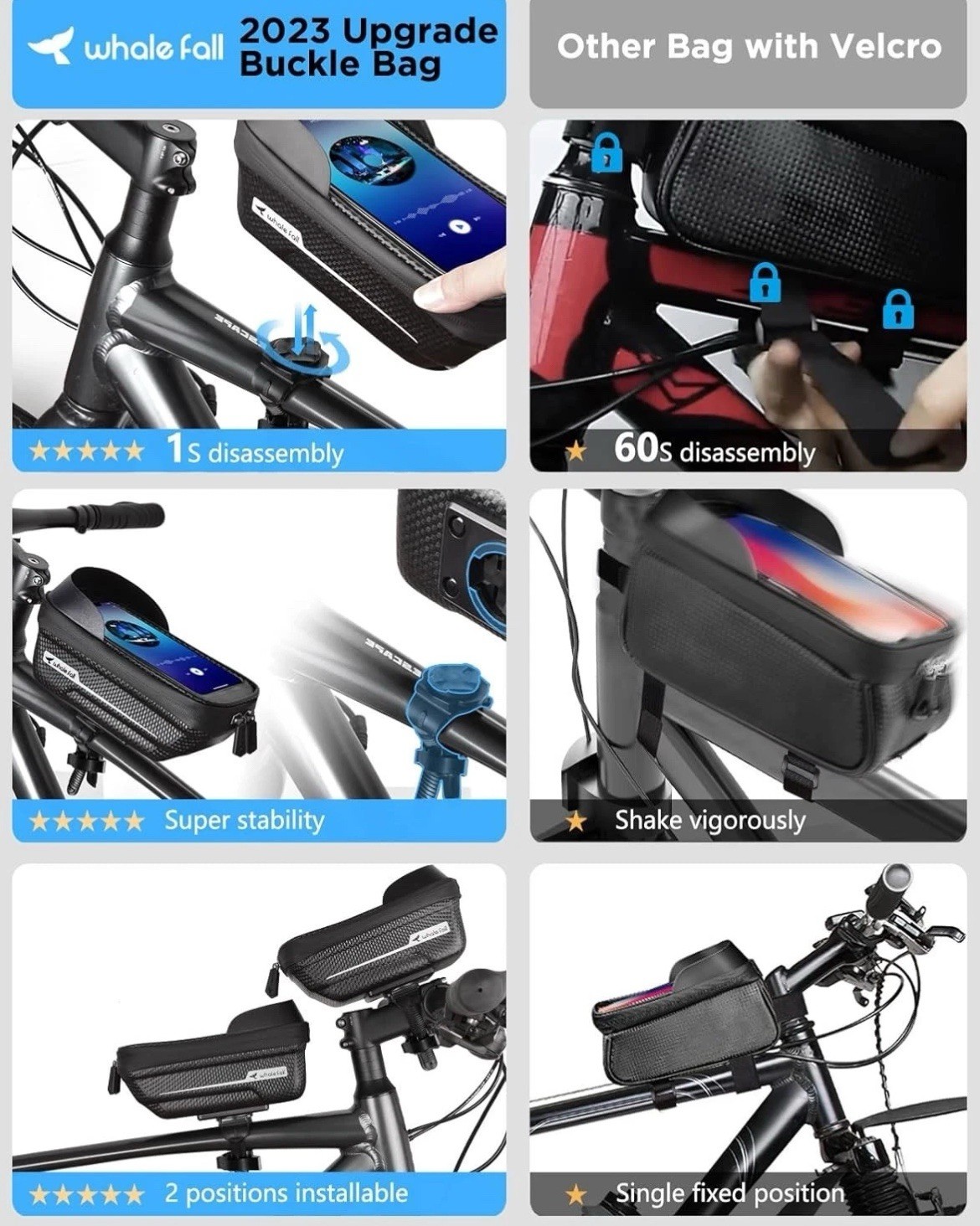 Bicycle Cycling Bike Front Beam Frame Bag Touch Screen Waterproof Phone Holder