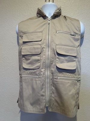 BANANA REPUBLIC Vintage Safari VEST Mens XS unisex Khaki Hood Pockets Unused