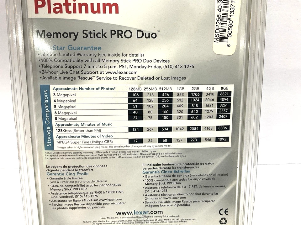 Lexar Platinum 256MB Memory Stick Pro Duo, New Old Stock - Image 3 of 4