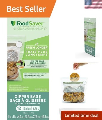 Airtight 1-Gallon Vacuum Zipper Bags - 12 Count for Fresh Food Preservation