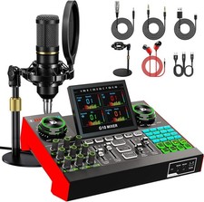 Podcast Microphone Bundle w/ Audio Mixer Sound Card Voice Changer NEW