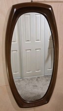 Vintage Syroco Brown Oval Mirror MCM 27x13.75  Inches Mid Century Modern 