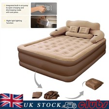 Coffee Color Double Size Inflatable Air Bed Mattress with Built-In Electric Pump