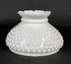 Vintage White Hobnail Milk Glass Student Lamp Shade Ruffled Top 6" Fitter 4.25"H