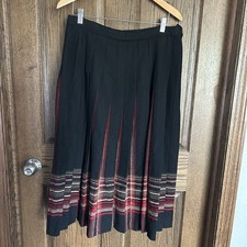 Vintage Pendleton Pleated Midi Skirt 100 Wool Plaid Black Red W216