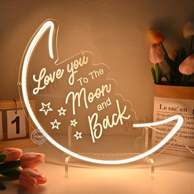 Planzo Love you To the Moon And Back Neon Light Sign LED USB with Dimmer Switch
