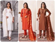 Indian women's Party Wear Embroidery Sequins Hand Work Kurti Pant With Dupatta