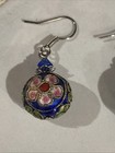 Vintage Cloisonne Ornate Round Chinese Enamel Earrings — photo 3