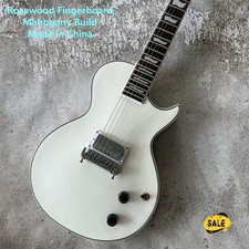 Single-Coil Electric Guitar: Custom White Solid Body Rosewood Fingerboard Chrome