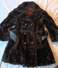 VTG 60s Faux Fur/Fur Coat ILGWU Union Made Long Sleeve 6 Button Lined Size S/M