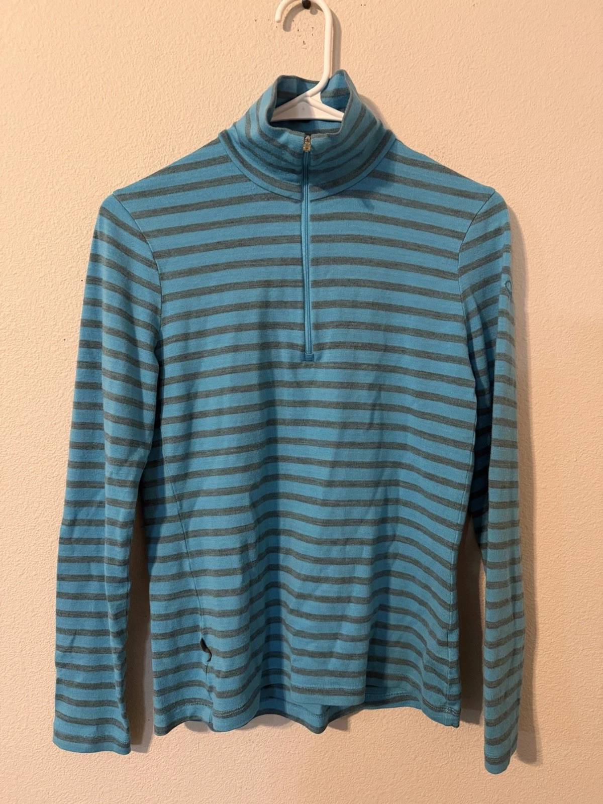 Women’s Icebreaker BodyFit 260 1/2 Zip Pullover Top Merino Wool Blue Gorpcore