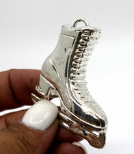 Fashion Large Ice Skate Pendant Silver Plated
