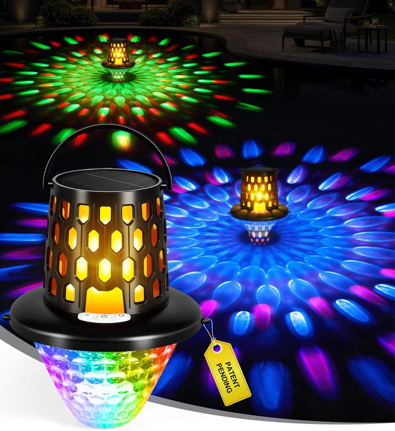 Lampe piscine flottante pour illuminer un spa extérieur ou une piscine tubulaire la nuit