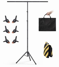 Womnwomn 8x5.3FT T-Shape Backdrop Stand Adjustable w/ 6 Clamps  Bag