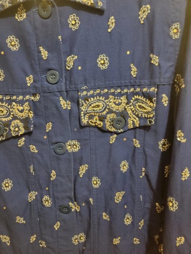 Quacker Factory Womens Small Blazer Royal Blue W/ White Paisley - Picture 3 of 6