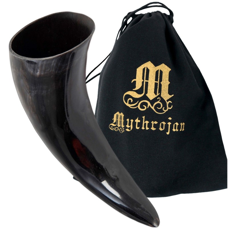 Viking Drinking Horn Mug with 3 Litre Capacity and Free Canvas Bag Medieval Ale