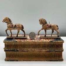 PRIMITIVE Hausser Elastolin COMPOSITE HORSES Folk Art FIGURINE Decor ANTIQUE TOY