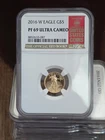 2016 W 1/10 Oz Gold Eagle G$5 PF69 Ultra Cameo - Red Book Edition Slab