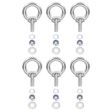 6Pcs M5 x 10mm 304 Stainless Steel Lifting Shoulder Eye Bolt with Nuts Washers