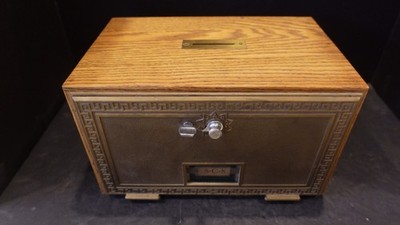 SOLID WOOD P.O. BOX BANK - ALL HARDWOOD W/ COMBINATION #5-C-8
