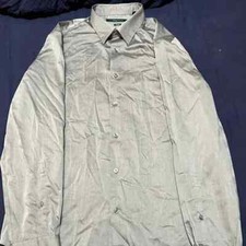 Perry Ellis non-iron dress shirt L large men's gray silver lightly worn