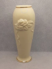 LENOX Rose Blossom Bud Vase Ivory Porcelain Gold Trim 6" Tall 