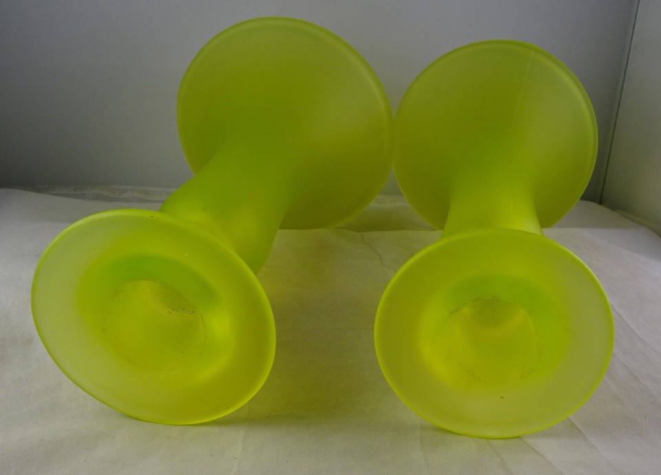 Pair Of Tiffin Uranium Vaseline Glass Candlesticks eBay