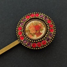 Michal Negrin Hairpin Retro Romantic and Swarovski Crystals Floral Barrette Gift