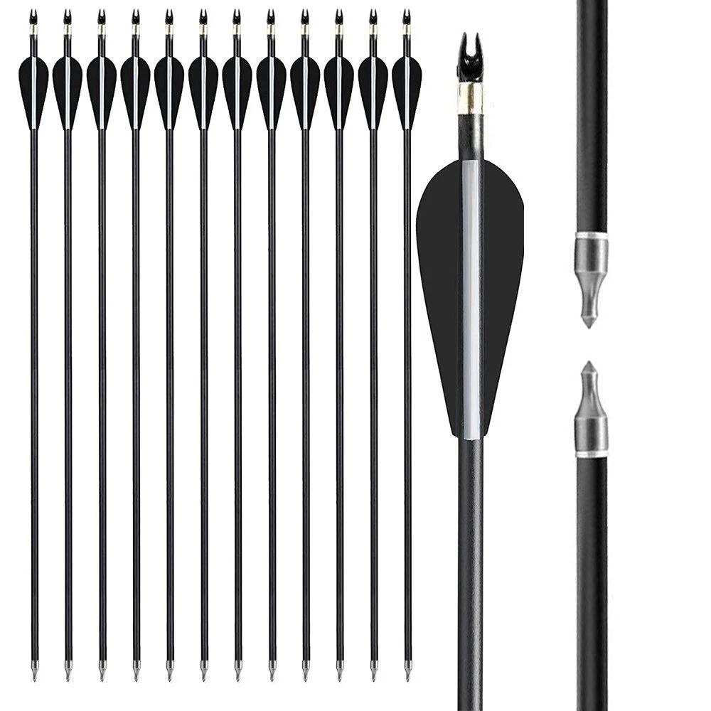 Lot De 12 Flèches Carbone TOPARCHERY - 31 Pouces - Spine 500/700/900 - Chasse/Competition