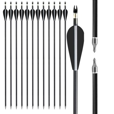 12Pcs Archery 30'' Fiberglass Arrows Spine 500 OD 8mm For Compound Recurve Bow