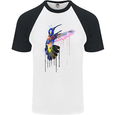 A Hummingbird Aquarell Vogel Herren S/S Baseball T-Shirt