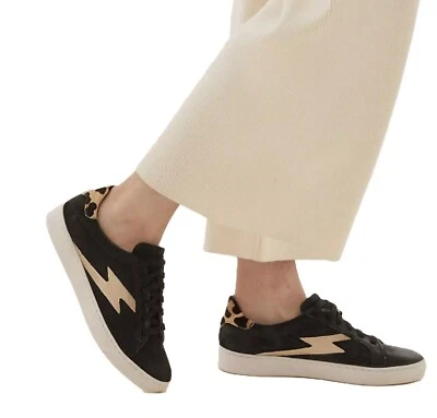 MARKS AND SPENCER Ex M&S Women's Lace Up Leather Side Detail Trainers Black UK 5 RRP £49.50 #8902T