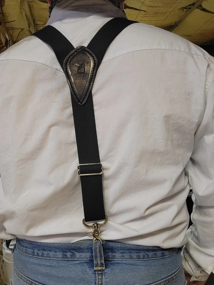 Mens  Belt Hook Y-Back Elastic Suspenders Black Heavy Duty Very Adjustable - Изображение 3 из 3