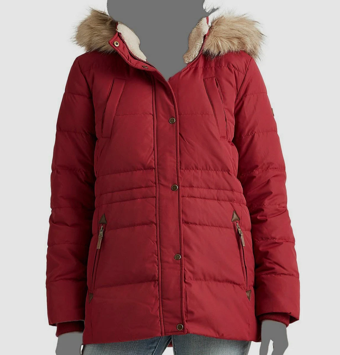Faux fur trim hooded down coat cheap