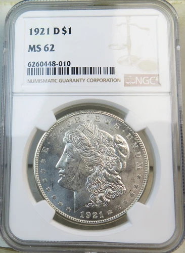 1921 D Morgan dollar NGC MS62 *VAM 1AN die crack wreath* EP