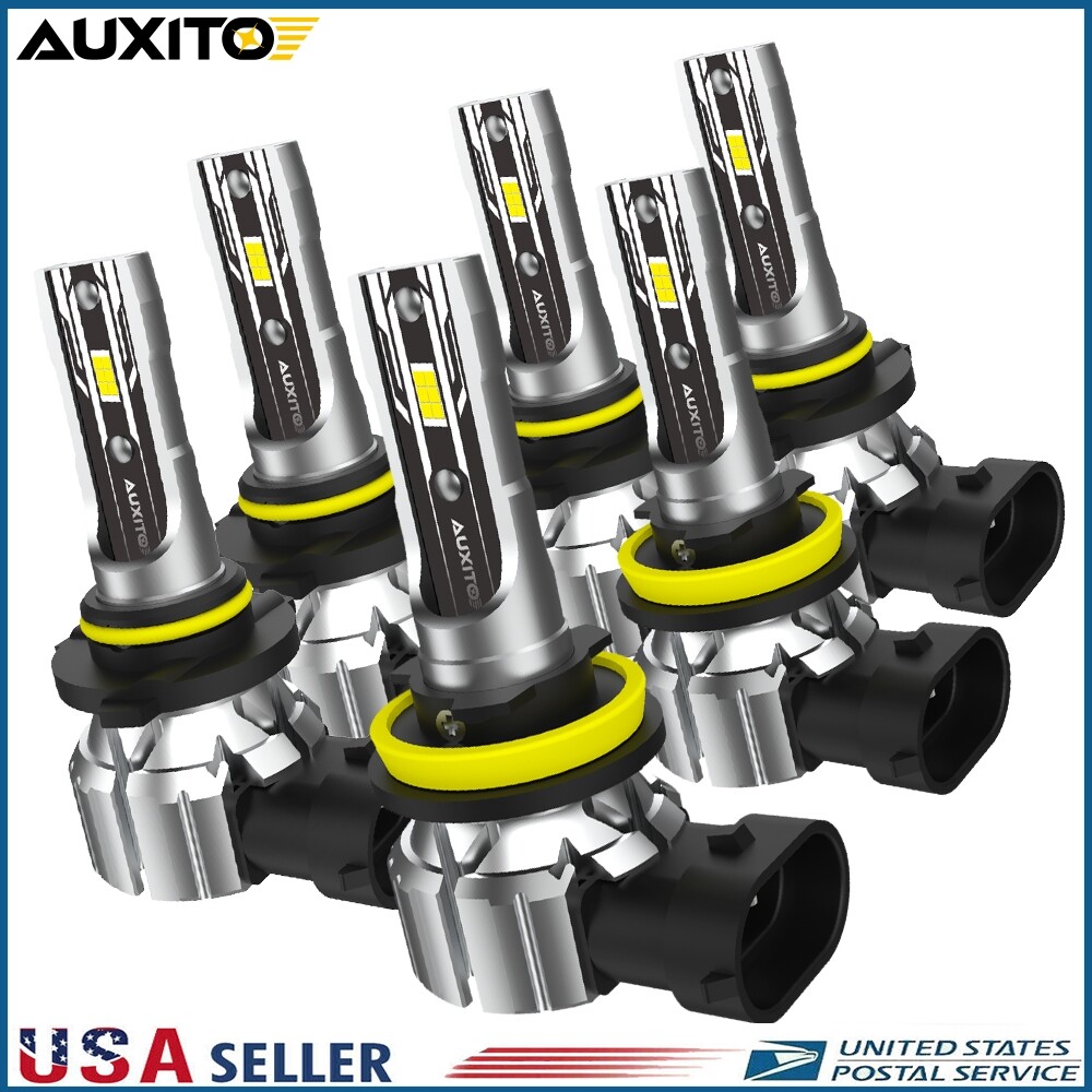 AUXITO 6X 9005 + 9006 + H11 LED Headlight Combo High Low Beam Fog Light 180000LM