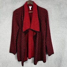 Chicos Open Front  Cardigan Womens 0 XS Red Mohair Whimsigoth Dark Academia Cozy