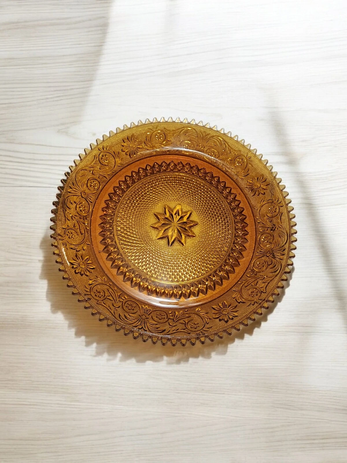 Indiana Glass Sandwich Amber Torte Plate