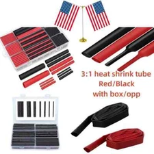 3:1 Ratio Heat Shrink Tubing Dual Wall Adhesive Lined Red Black Cable Wire Tube