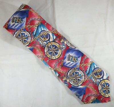Statement Compass honi soit qui mal y pense Silk Neck Tie 58'' L x 3.75'' W (E735)