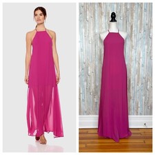 Show Me Your Mumu XS Fuchsia Pop Pink Bronte Chiffon Maxi Dress Gown Bridesmaid