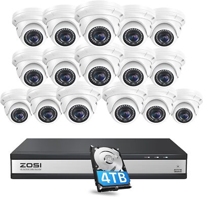 ZOSI 16CH 4TB 4K NVR POE 5MP Security Outdoor Camera System IP66 4TB Hard Drive