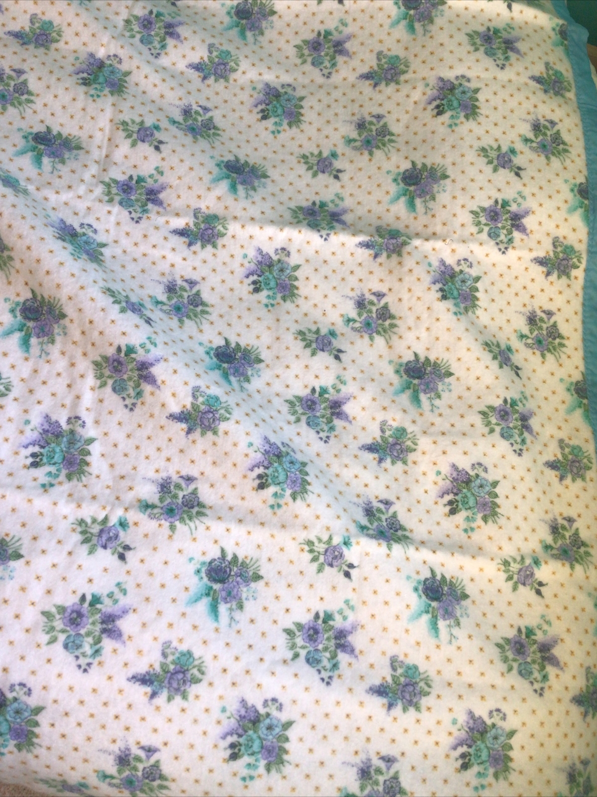 Vintage Chatham Blanket 72”x 94” White Blue Purple Floral eBay