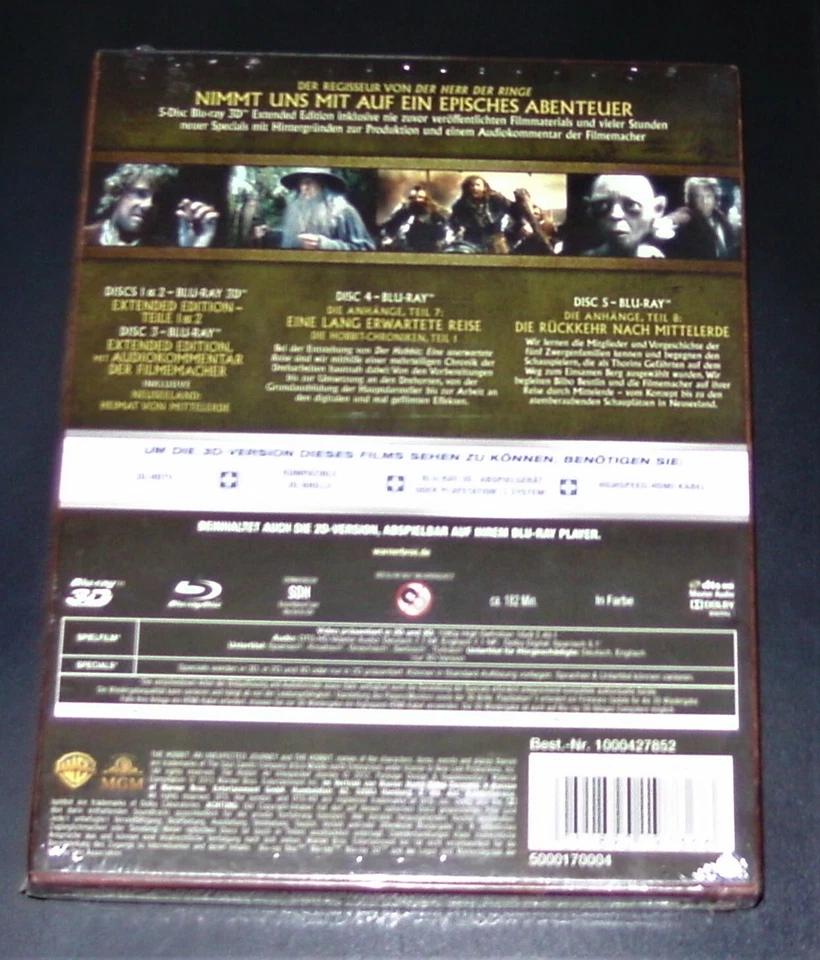 DER HOBBIT EINE UNERWARTETE REISE EXTENDED EDITION 3D BLU RAY + BLU RAY NEU OVP - Bild 2 von 4
